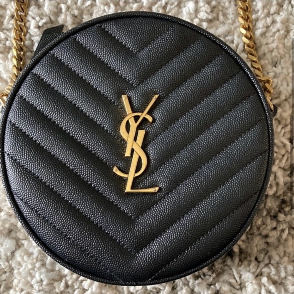 Authentic YSL Grain de Poudre Crossbody Round Camera Bag